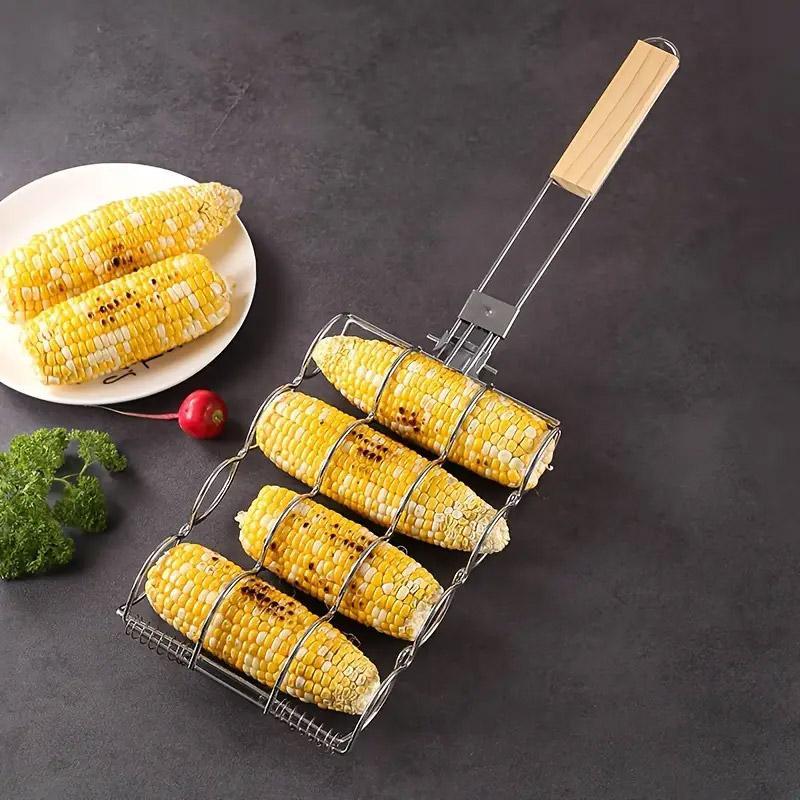 BBQ Corn & Vegetable Grill Clip — Anti-Scald Folding Handle