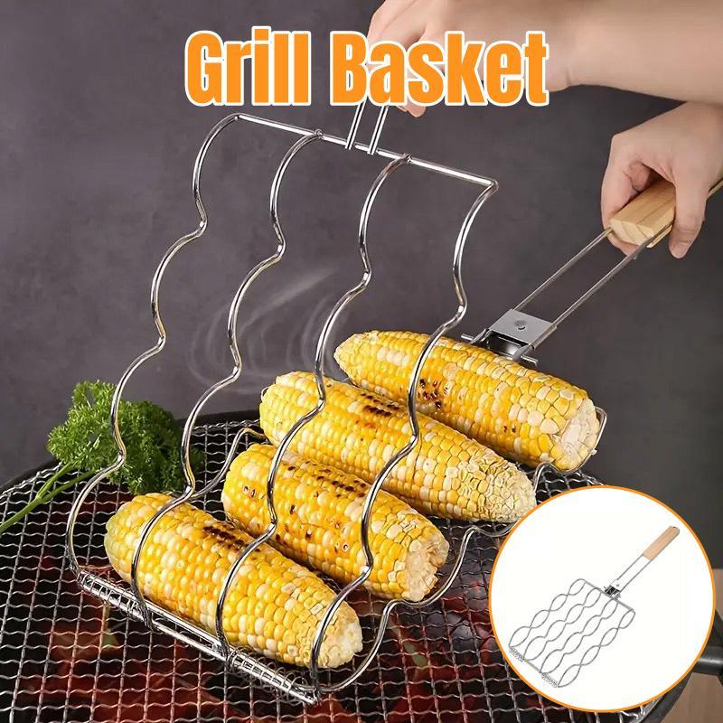 BBQ Corn & Vegetable Grill Clip — Anti-Scald Folding Handle