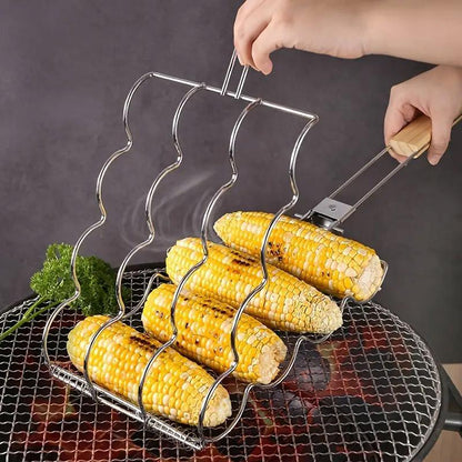 BBQ Corn & Vegetable Grill Clip — Anti-Scald Folding Handle