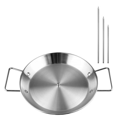 BBQ Rotisserie Skewer Pan Kit — Stainless Steel with 3 Removable Skewers