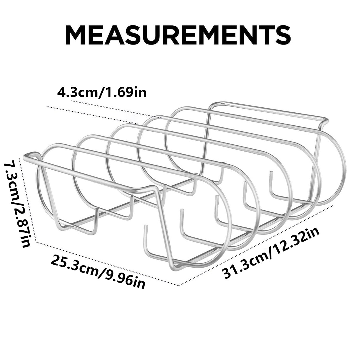 BBQ Rib & Roasting Rack — Stainless Steel Grill Basket