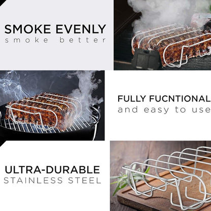 BBQ Rib & Roasting Rack — Stainless Steel Grill Basket